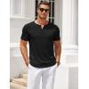 imageCOOFANDY Mens Henley Shirts Short Sleeve Casual T Shirt Plain Slim Fit Henley Stylish Summer Tee Shirts with PocketBlack