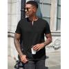 imageCOOFANDY Mens Henley Shirts Short Sleeve Casual T Shirt Plain Slim Fit Henley Stylish Summer Tee Shirts with PocketBlack