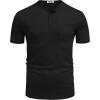 imageCOOFANDY Mens Henley Shirts Short Sleeve Casual T Shirt Plain Slim Fit Henley Stylish Summer Tee Shirts with PocketBlack