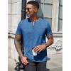 imageCOOFANDY Mens Henley Shirts Short Sleeve Casual T Shirt Plain Slim Fit Henley Stylish Summer Tee Shirts with PocketBlue