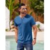 imageCOOFANDY Mens Henley Shirts Short Sleeve Casual T Shirt Plain Slim Fit Henley Stylish Summer Tee Shirts with PocketBlue