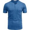 imageCOOFANDY Mens Henley Shirts Short Sleeve Casual T Shirt Plain Slim Fit Henley Stylish Summer Tee Shirts with PocketBlue