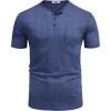 imageCOOFANDY Mens Henley Shirts Short Sleeve Casual T Shirt Plain Slim Fit Henley Stylish Summer Tee Shirts with PocketBlue2