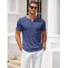 imageCOOFANDY Mens Henley Shirts Short Sleeve Casual T Shirt Plain Slim Fit Henley Stylish Summer Tee Shirts with PocketBlue2