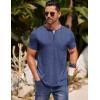 imageCOOFANDY Mens Henley Shirts Short Sleeve Casual T Shirt Plain Slim Fit Henley Stylish Summer Tee Shirts with PocketBlue2
