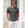 imageCOOFANDY Mens Henley Shirts Short Sleeve Casual T Shirt Plain Slim Fit Henley Stylish Summer Tee Shirts with PocketDark Grey