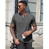 imageCOOFANDY Mens Henley Shirts Short Sleeve Casual T Shirt Plain Slim Fit Henley Stylish Summer Tee Shirts with PocketDark Grey