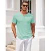 imageCOOFANDY Mens Henley Shirts Short Sleeve Casual T Shirt Plain Slim Fit Henley Stylish Summer Tee Shirts with PocketIce Green