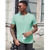 imageCOOFANDY Mens Henley Shirts Short Sleeve Casual T Shirt Plain Slim Fit Henley Stylish Summer Tee Shirts with PocketIce Green