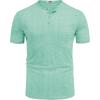 imageCOOFANDY Mens Henley Shirts Short Sleeve Casual T Shirt Plain Slim Fit Henley Stylish Summer Tee Shirts with PocketIce Green