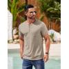 imageCOOFANDY Mens Henley Shirts Short Sleeve Casual T Shirt Plain Slim Fit Henley Stylish Summer Tee Shirts with PocketKhaki