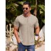 imageCOOFANDY Mens Henley Shirts Short Sleeve Casual T Shirt Plain Slim Fit Henley Stylish Summer Tee Shirts with PocketKhaki