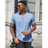 imageCOOFANDY Mens Henley Shirts Short Sleeve Casual T Shirt Plain Slim Fit Henley Stylish Summer Tee Shirts with PocketLight Blue