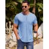 imageCOOFANDY Mens Henley Shirts Short Sleeve Casual T Shirt Plain Slim Fit Henley Stylish Summer Tee Shirts with PocketLight Blue