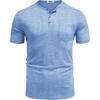 imageCOOFANDY Mens Henley Shirts Short Sleeve Casual T Shirt Plain Slim Fit Henley Stylish Summer Tee Shirts with PocketLight Blue