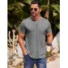 imageCOOFANDY Mens Henley Shirts Short Sleeve Casual T Shirt Plain Slim Fit Henley Stylish Summer Tee Shirts with PocketLight Grey