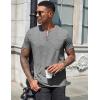 imageCOOFANDY Mens Henley Shirts Short Sleeve Casual T Shirt Plain Slim Fit Henley Stylish Summer Tee Shirts with PocketLight Grey