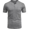 imageCOOFANDY Mens Henley Shirts Short Sleeve Casual T Shirt Plain Slim Fit Henley Stylish Summer Tee Shirts with PocketLight Grey
