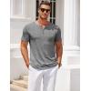 imageCOOFANDY Mens Henley Shirts Short Sleeve Casual T Shirt Plain Slim Fit Henley Stylish Summer Tee Shirts with PocketLight Grey