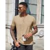 imageCOOFANDY Mens Henley Shirts Short Sleeve Casual T Shirt Plain Slim Fit Henley Stylish Summer Tee Shirts with PocketLight Khaki