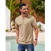 imageCOOFANDY Mens Henley Shirts Short Sleeve Casual T Shirt Plain Slim Fit Henley Stylish Summer Tee Shirts with PocketLight Khaki