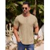 imageCOOFANDY Mens Henley Shirts Short Sleeve Casual T Shirt Plain Slim Fit Henley Stylish Summer Tee Shirts with PocketLight Khaki