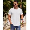 imageCOOFANDY Mens Henley Shirts Short Sleeve Casual T Shirt Plain Slim Fit Henley Stylish Summer Tee Shirts with PocketWhite