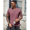 imageCOOFANDY Mens Henley Shirts Short Sleeve Casual T Shirt Plain Slim Fit Henley Stylish Summer Tee Shirts with PocketWine Red