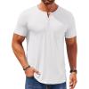 imageCOOFANDY Mens Henley Shirts Short Sleeve Casual T Shirt Plain Slim Fit Henley Stylish Summer Tee Shirts with PocketWhite