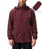 imageCOOFANDY Rain Jacket Men Waterproof Lightweight Packable Raincoat Hooded Windbreaker For Hiking Golf RunningWine Red