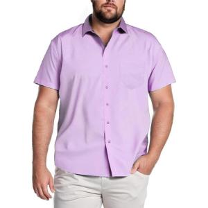 imageCOOFANDY Big ampamp Tall Dress Shirts for Men Short Sleeve Button Down Casual ShirtsLilac