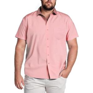 imageCOOFANDY Big ampamp Tall Dress Shirts for Men Short Sleeve Button Down Casual ShirtsPink