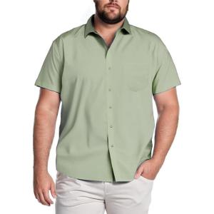 imageCOOFANDY Big ampamp Tall Dress Shirts for Men Short Sleeve Button Down Casual ShirtsSage Green