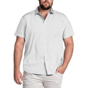 imageCOOFANDY Big ampamp Tall Dress Shirts for Men Short Sleeve Button Down Casual ShirtsWhite