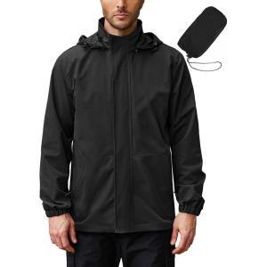 imageCOOFANDY Rain Jacket Men Waterproof Lightweight Packable Raincoat Hooded Windbreaker For Hiking Golf RunningBlack