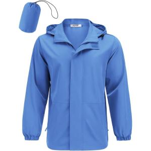 imageCOOFANDY Rain Jacket Men Waterproof Lightweight Packable Raincoat Hooded Windbreaker For Hiking Golf RunningBlue