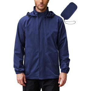 imageCOOFANDY Rain Jacket Men Waterproof Lightweight Packable Raincoat Hooded Windbreaker For Hiking Golf RunningRoyal Blue