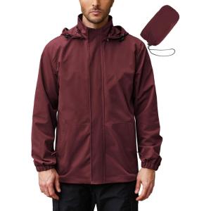 imageCOOFANDY Rain Jacket Men Waterproof Lightweight Packable Raincoat Hooded Windbreaker For Hiking Golf RunningWine Red