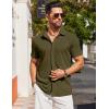 imageCOOFANDY Mens Dress Shirts Button Down Short Sleeve Shirt Summer Shirts Casual Wrinkle Free Muscle Fit ShirtsArmy Green