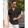 imageCOOFANDY Mens Dress Shirts Button Down Short Sleeve Shirt Summer Shirts Casual Wrinkle Free Muscle Fit ShirtsBlack
