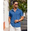 imageCOOFANDY Mens Dress Shirts Button Down Short Sleeve Shirt Summer Shirts Casual Wrinkle Free Muscle Fit ShirtsBlue