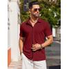 imageCOOFANDY Mens Dress Shirts Button Down Short Sleeve Shirt Summer Shirts Casual Wrinkle Free Muscle Fit ShirtsDeep Red
