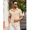 imageCOOFANDY Mens Dress Shirts Button Down Short Sleeve Shirt Summer Shirts Casual Wrinkle Free Muscle Fit ShirtsKhaki