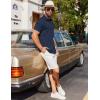 imageCOOFANDY Mens Dress Shirts Button Down Short Sleeve Shirt Summer Shirts Casual Wrinkle Free Muscle Fit ShirtsNavy Blue