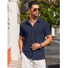imageCOOFANDY Mens Dress Shirts Button Down Short Sleeve Shirt Summer Shirts Casual Wrinkle Free Muscle Fit ShirtsNavy Blue