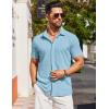 imageCOOFANDY Mens Dress Shirts Button Down Short Sleeve Shirt Summer Shirts Casual Wrinkle Free Muscle Fit ShirtsSky Blue