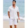 imageCOOFANDY Mens Dress Shirts Button Down Short Sleeve Shirt Summer Shirts Casual Wrinkle Free Muscle Fit ShirtsWhite