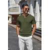 imageCOOFANDY Mens Knit Henley Shirts Short Sleeve Casual Basic Tee Summer Button Soild T ShirtsArmy Green
