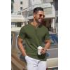 imageCOOFANDY Mens Knit Henley Shirts Short Sleeve Casual Basic Tee Summer Button Soild T ShirtsArmy Green