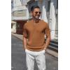 imageCOOFANDY Mens Knit Henley Shirts Short Sleeve Casual Basic Tee Summer Button Soild T ShirtsBrown